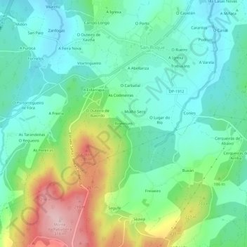 Mappa topografica Riomouro, altitudine, rilievo