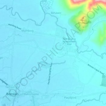 Mappa topografica Taugtog, altitudine, rilievo