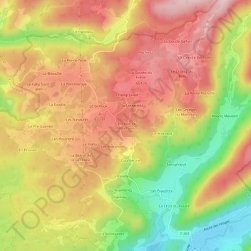 Mappa topografica L'Enclose du Monthury, altitudine, rilievo