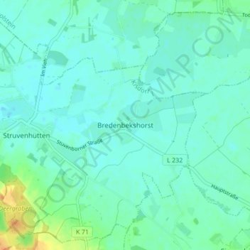 Mappa topografica Bredenbekshorst, altitudine, rilievo