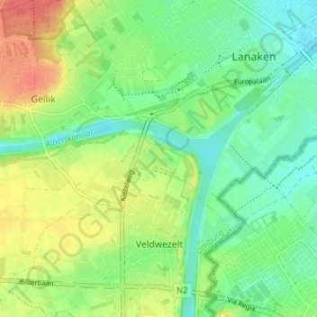 Mappa topografica Briegden, altitudine, rilievo