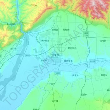Mappa topografica 河津市, altitudine, rilievo