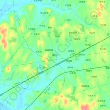 Mappa topografica 钟贝珍, altitudine, rilievo