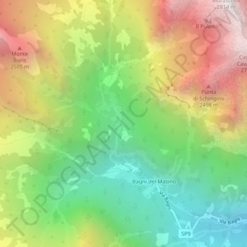 Mappa topografica Termopili, altitudine, rilievo