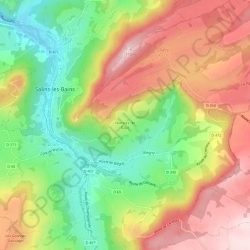Mappa topografica Hameau de Baud, altitudine, rilievo