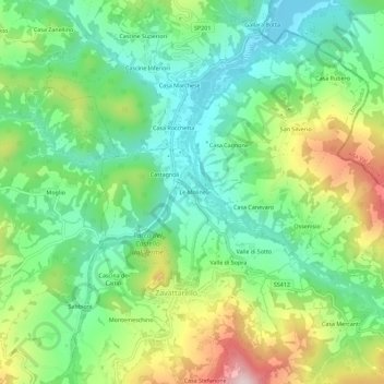 Mappa topografica Le Moline, altitudine, rilievo