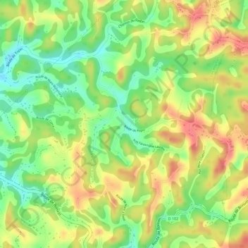 Mappa topografica Papin, altitudine, rilievo