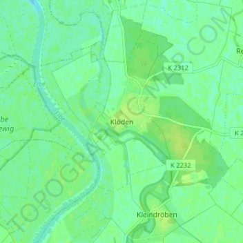 Mappa topografica Klöden, altitudine, rilievo