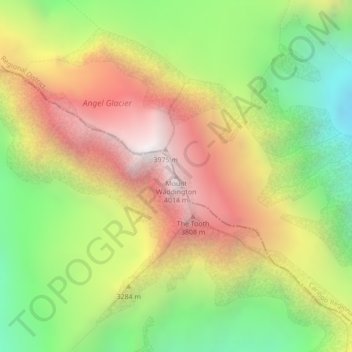 Mappa topografica Mount Waddington, altitudine, rilievo
