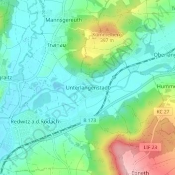 Mappa topografica Unterlangenstadt, altitudine, rilievo