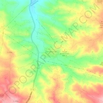 Mappa topografica Torrebesses, altitudine, rilievo