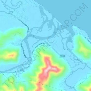 Mappa topografica Houaïlou, altitudine, rilievo