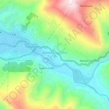 Mappa topografica Bautista Saavedra B, altitudine, rilievo