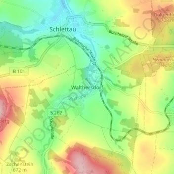 Mappa topografica Walthersdorf, altitudine, rilievo