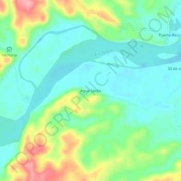 Mappa topografica Agua Santa, altitudine, rilievo