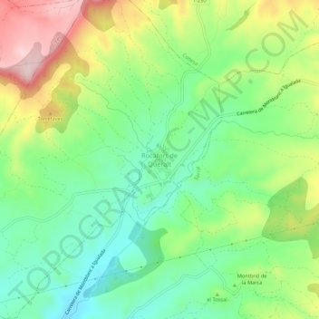 Mappa topografica Rocafort de Queralt, altitudine, rilievo