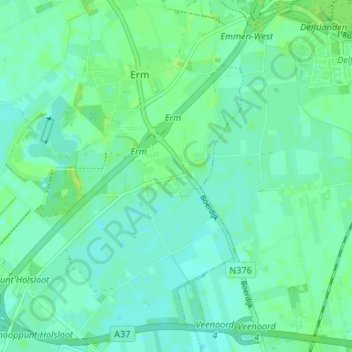Mappa topografica Achterste-Erm, altitudine, rilievo