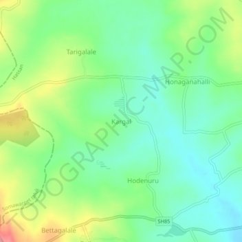 Mappa topografica Kargal, altitudine, rilievo