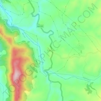Mappa topografica Tikkar, altitudine, rilievo