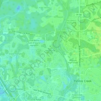 Mappa topografica Hammocks, altitudine, rilievo