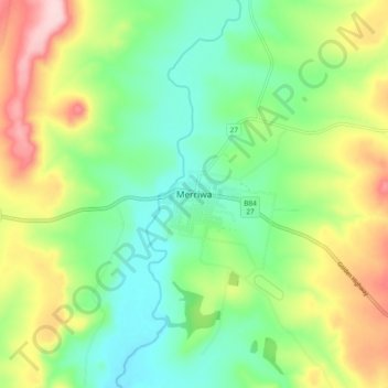 Mappa topografica Merriwa, altitudine, rilievo