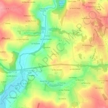 Mappa topografica Lemeur, altitudine, rilievo