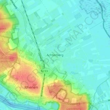 Mappa topografica Achterberg, altitudine, rilievo