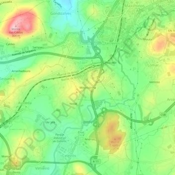 Mappa topografica Misericórdia, altitudine, rilievo