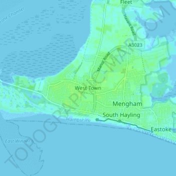 Mappa topografica West Town, altitudine, rilievo