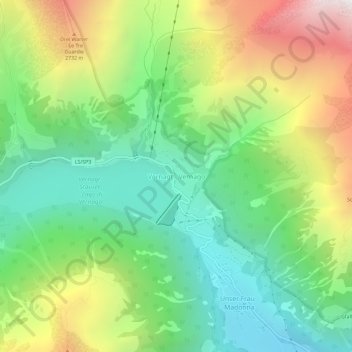 Mappa topografica Vernago, altitudine, rilievo