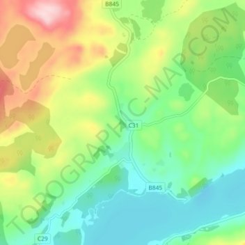 Mappa topografica Kilchrenan, altitudine, rilievo