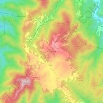 Mappa topografica Castiglione, altitudine, rilievo