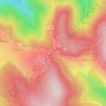 Mappa topografica Croix de Chaubouret, altitudine, rilievo