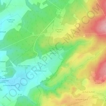 Mappa topografica La Tenue, altitudine, rilievo