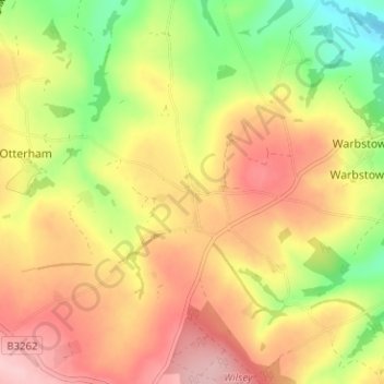 Mappa topografica Trelash, altitudine, rilievo