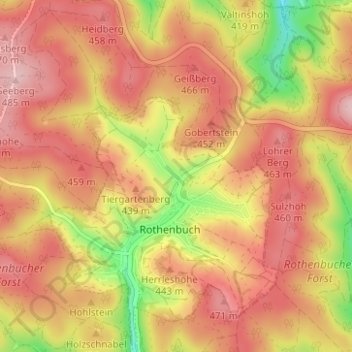 Mappa topografica Rabenhausen, altitudine, rilievo
