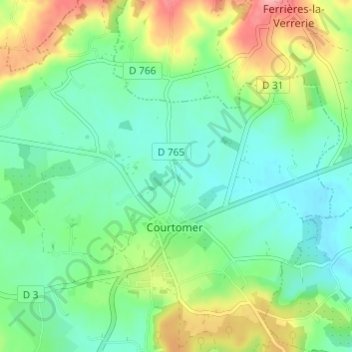 Mappa topografica Le Moulin, altitudine, rilievo