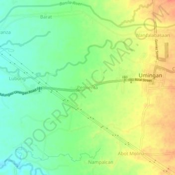 Mappa topografica Pemienta, altitudine, rilievo