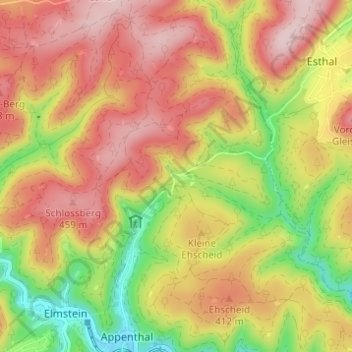 Mappa topografica Schwabenbach, altitudine, rilievo