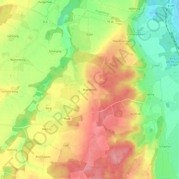 Mappa topografica Brandstätt, altitudine, rilievo