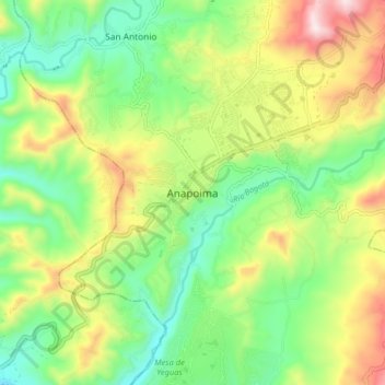 Mappa topografica Anapoima, altitudine, rilievo