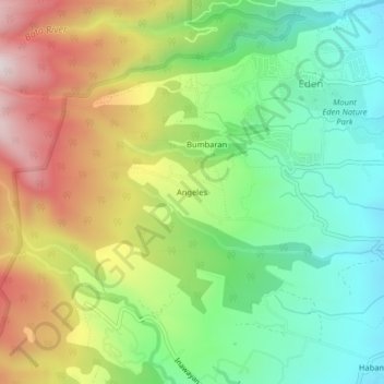 Mappa topografica Angeles, altitudine, rilievo