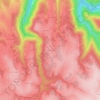 Mappa topografica Le Four, altitudine, rilievo