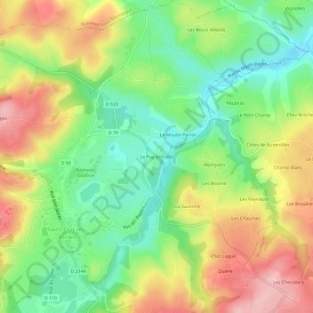 Mappa topografica Le Puy Bernard, altitudine, rilievo