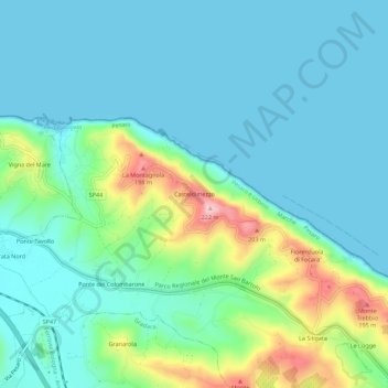 Mappa topografica Casteldimezzo, altitudine, rilievo