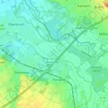 Mappa topografica Bleckden, altitudine, rilievo