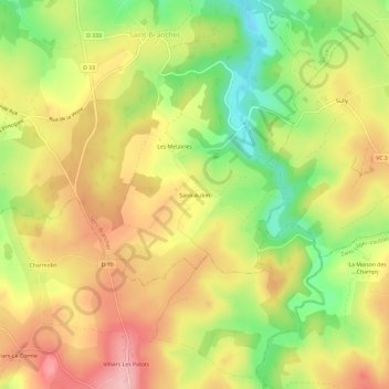 Mappa topografica Saint-Aubin, altitudine, rilievo