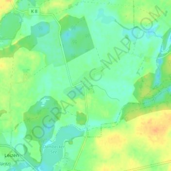 Mappa topografica Minzow, altitudine, rilievo