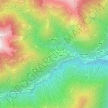 Mappa topografica Progno, altitudine, rilievo