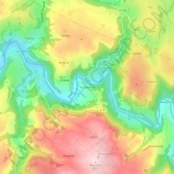 Mappa topografica Le Castanie, altitudine, rilievo